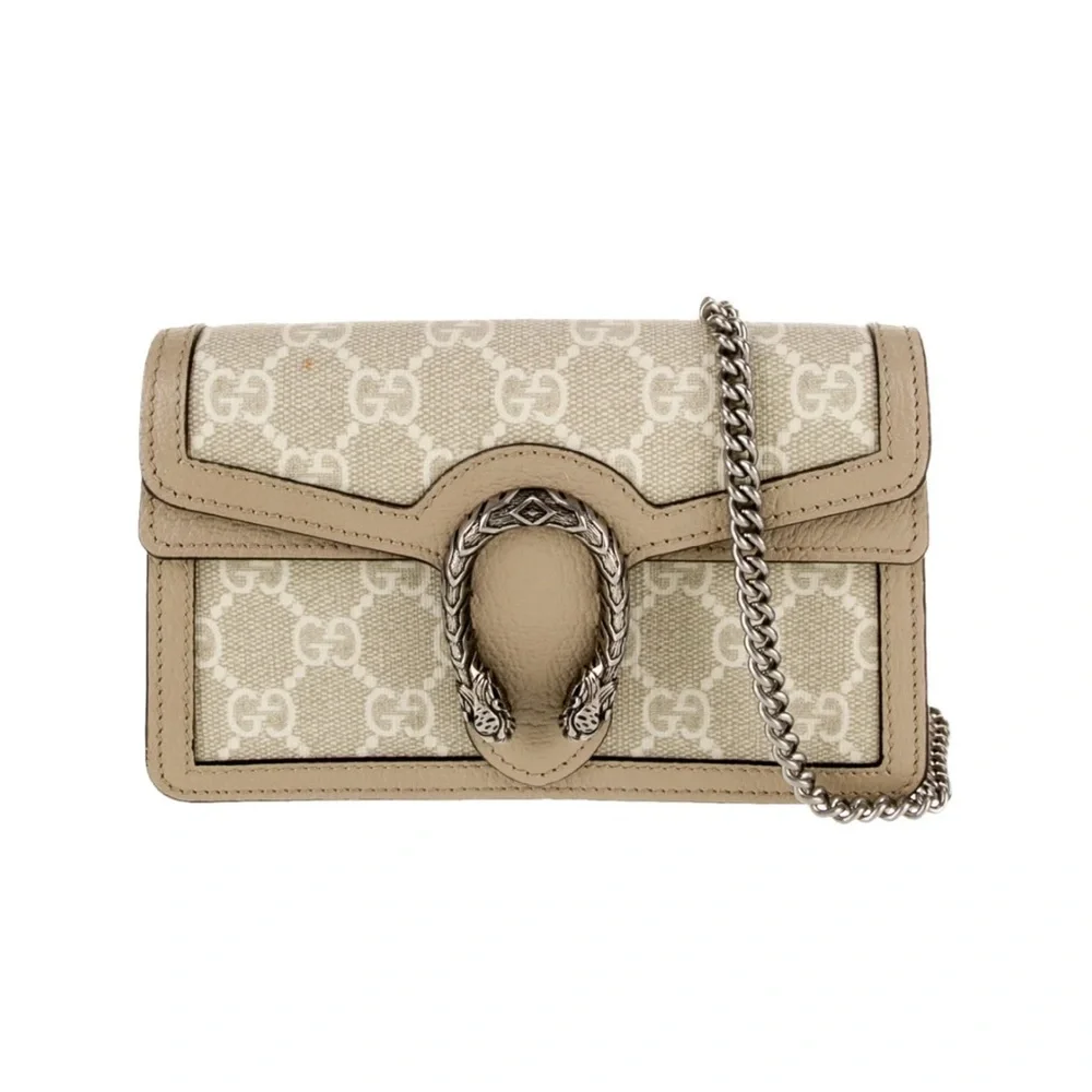 Gucci Beige Logo Canvas Crossbody Bag with Silver Hardware